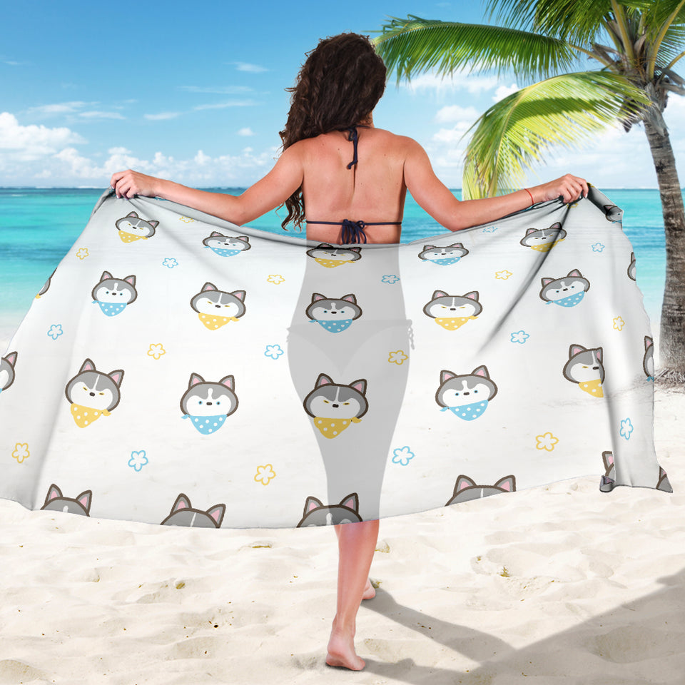 Cute Siberian Husky Pattern Sarong