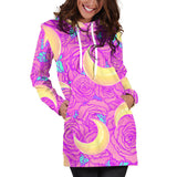 Moon Pink Rose Background Women'S Hoodie Dress