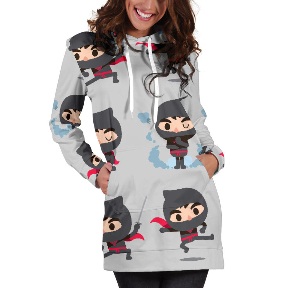 Cute Ninja Pattern Women'S Hoodie Dress