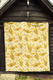 Saxophone Cornet Pattern Yellow Background Premium Quilt