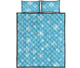 Snowflake pattern blue background Quilt Bed Set