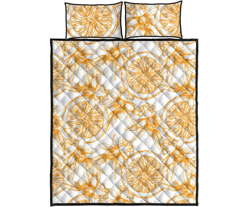 hand drawn orange fruit pattern Quilt Bed Set
