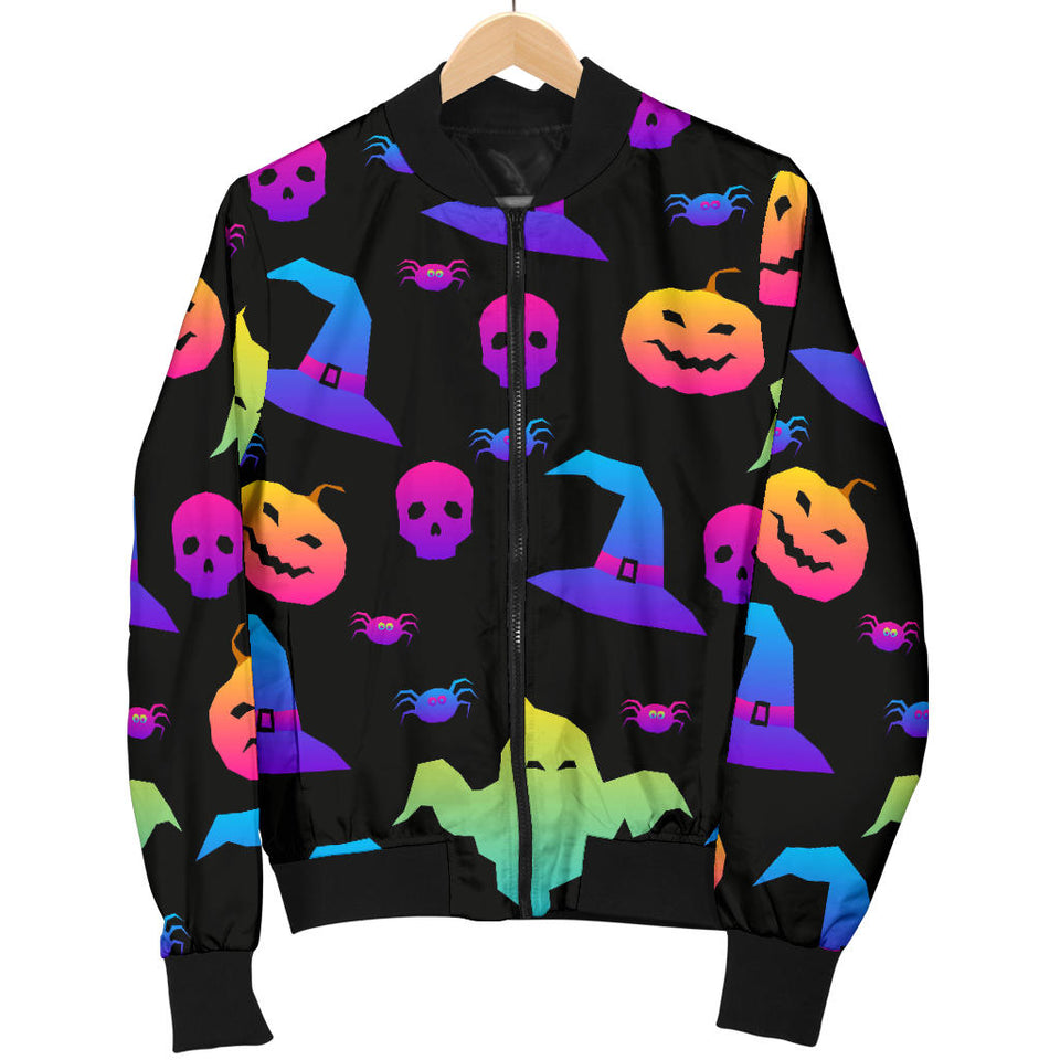 Colorful Halloween Background Women'S Bomber Jacket