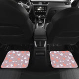 Coral White Heart Pattern Front And Back Car Mats