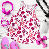 pink sketch tulip pattern Women Racerback Tank Top