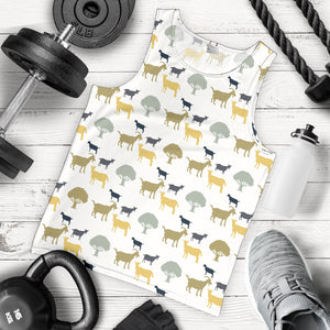 Silhouettes of goat and tree pattern Men Tank Top