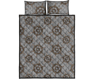 nautical wood steering wheel pattern Quilt Bed Set