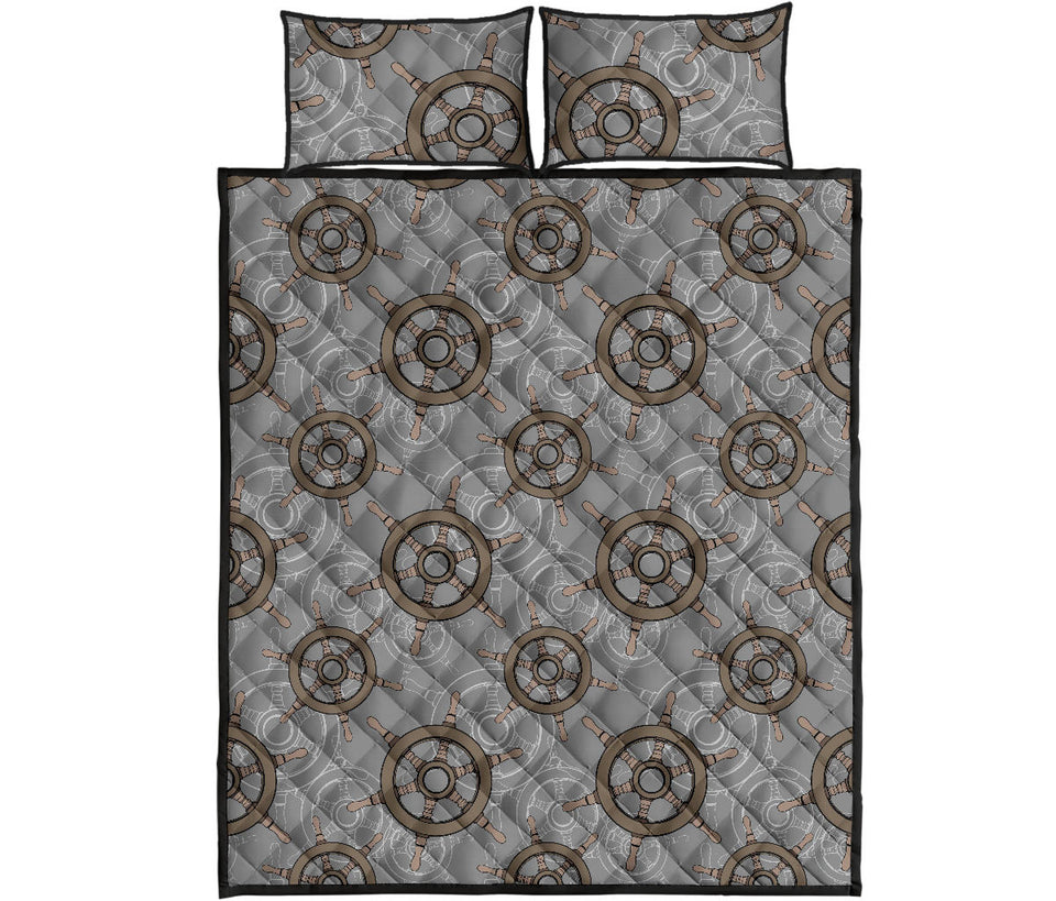 nautical wood steering wheel pattern Quilt Bed Set