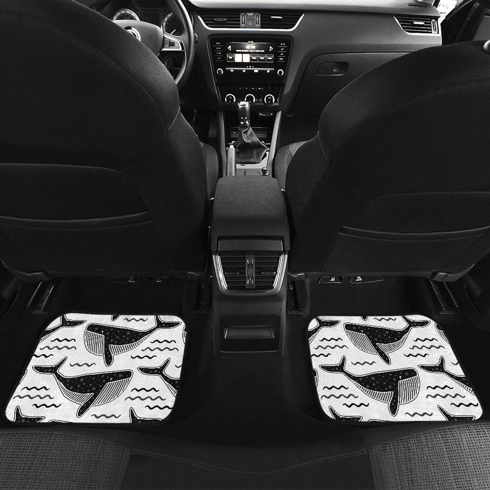 Black Whale Pattern Front And Back Car Mats