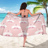 White Swan And Flower Love Pattern Sarong