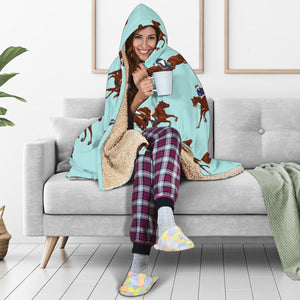 Horses Running Horses Rider Pattern Hooded Blanket