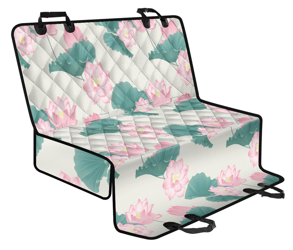 Pink Lotus Waterlily Leaves Pattern Dog Car Seat Covers