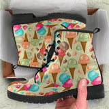 Colorful Ice Cream Pattern Leather Boots