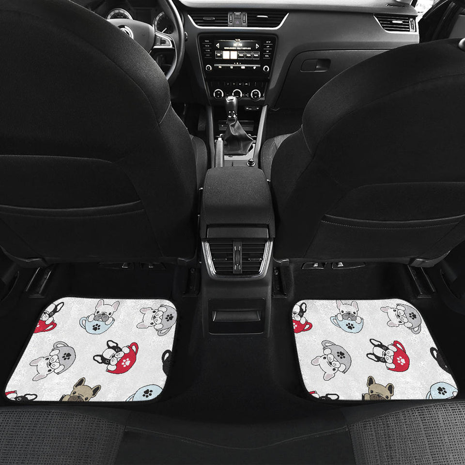 French Bulldog Cup Paw Pattern Front And Back Car Mats