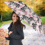 Zebra Pink Flower Background Umbrella