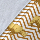 Rhino Yellow Theme Pattern Premium Blanket