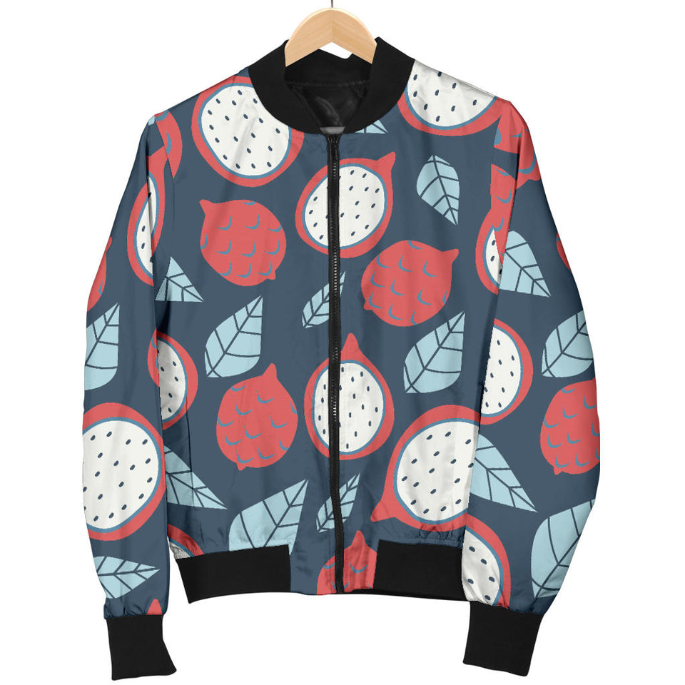 Dragon Fruits Dark Blue Background Women'S Bomber Jacket