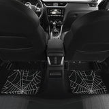Spider Web Pattern Black Background White Cobweb Front And Back Car Mats