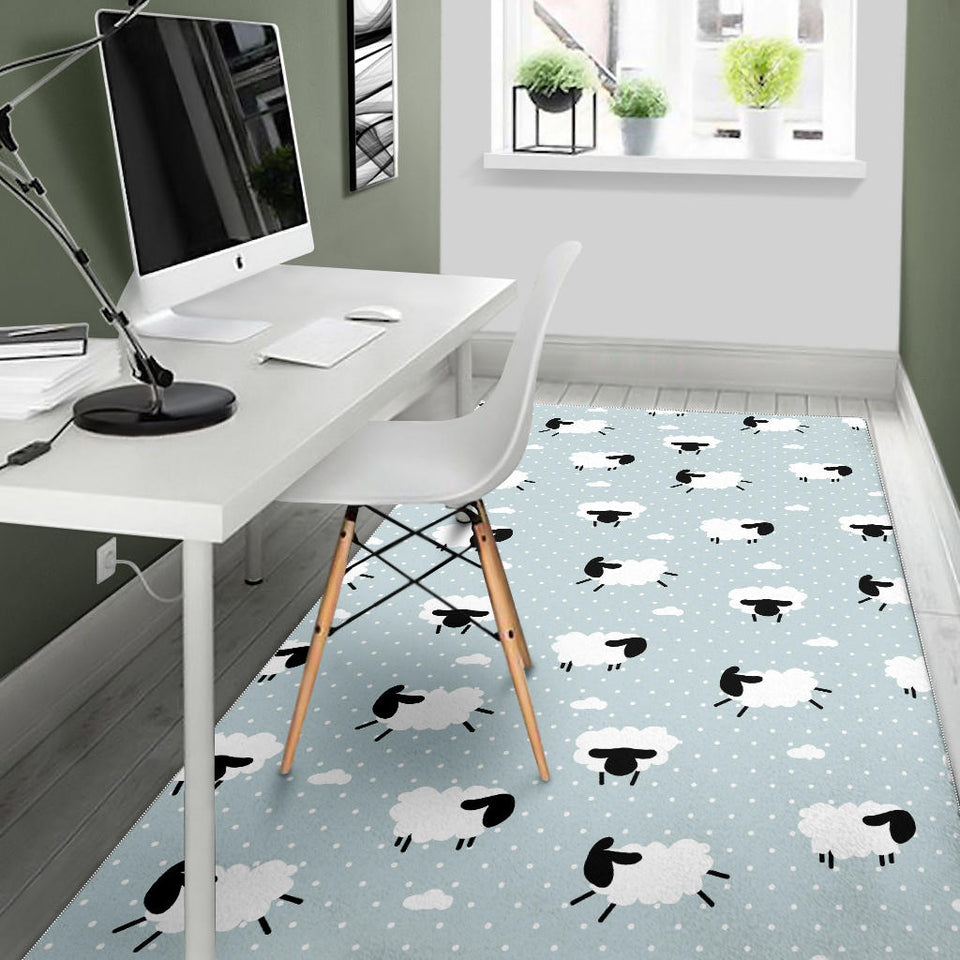 Sheep Polka Dot Cloud Pattern Area Rug
