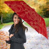 Gold Dragons Red Background Umbrella