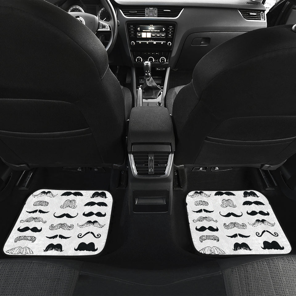 Mustache Beard Pattern Print Design 04 Front and Back Car Mats