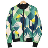 Toucan Tropical Leaves Design Pattern  Women'S Bomber Jacket