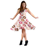 Colorful Donut Pattern Sleeveless Midi Dress