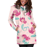 Cute Little Mermaid Pattern Women'S Hoodie Dress