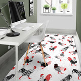 Cool Rooster Chicken Cock Floral Ornament Background Area Rug