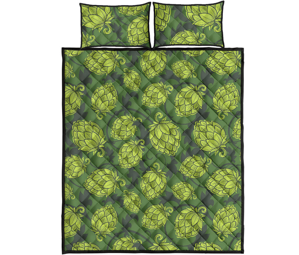 Hop pattern Hop cone background Quilt Bed Set