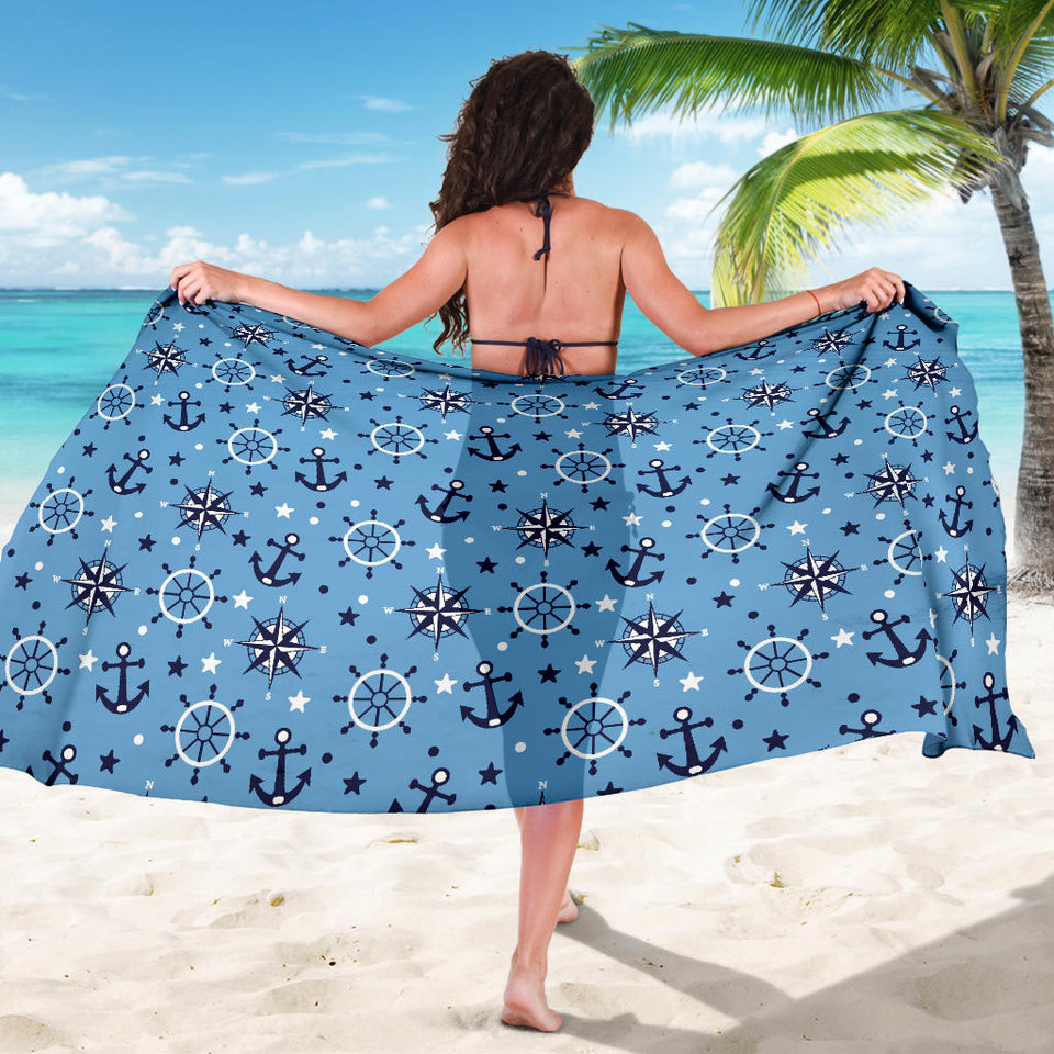 Anchors Rudder Compass Star Nautical Pattern Sarong
