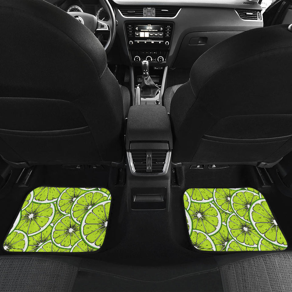 Slices Of Lime Design Pattern Front And Back Car Mats