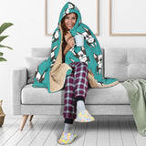 Hand Drawn Boston Terrier Dog Pattern Hooded Blanket