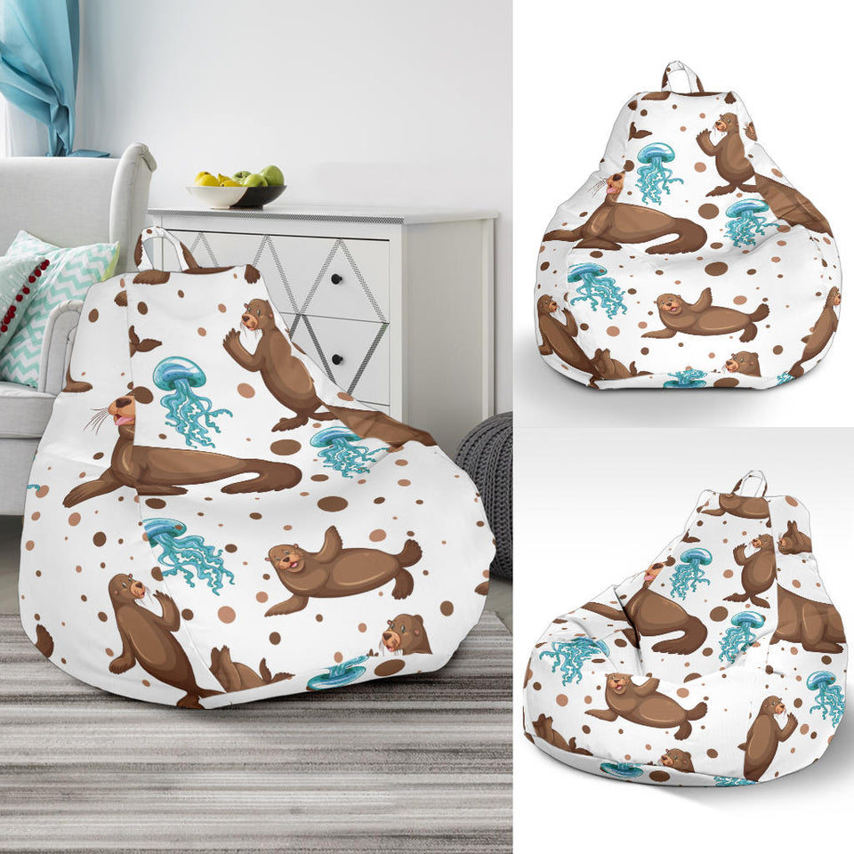 Sea Lion Seals Jellyfish Pattern Bean Bag Cover