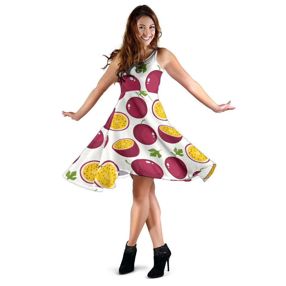Passion Fruit Design Pattern Sleeveless Midi Dress
