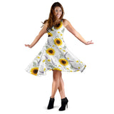 Beautiful Sunflowers Pattern Sleeveless Midi Dress