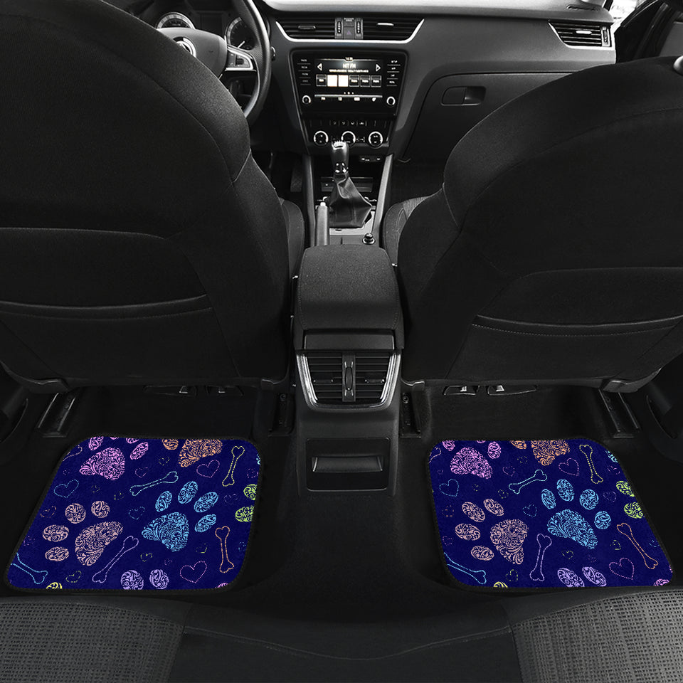 Dog Paws Pattern Print Design 02 Front and Back Car Mats