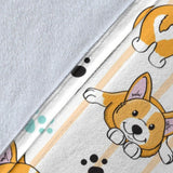 Cute Dog Corgi Striped Background Pattern Premium Blanket