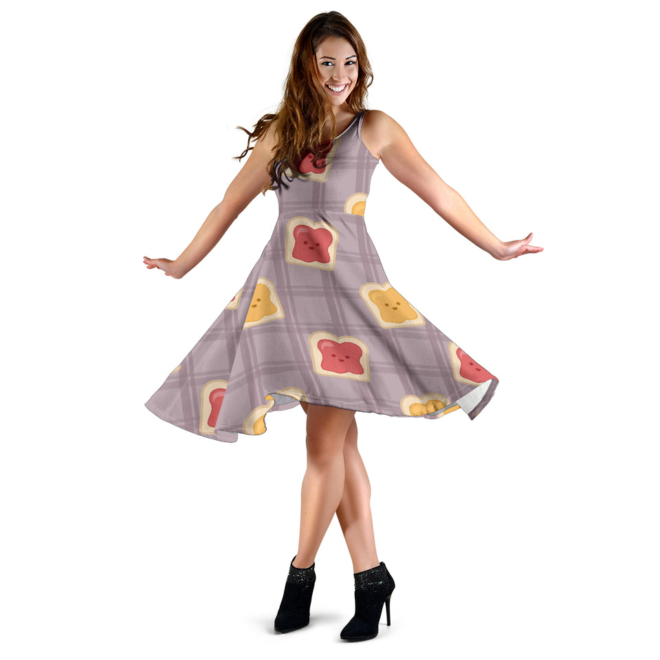 Bread Toast Pattern Print Design 05 Sleeveless Midi Dress