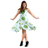 Durian Pattern Blue Background Sleeveless Midi Dress