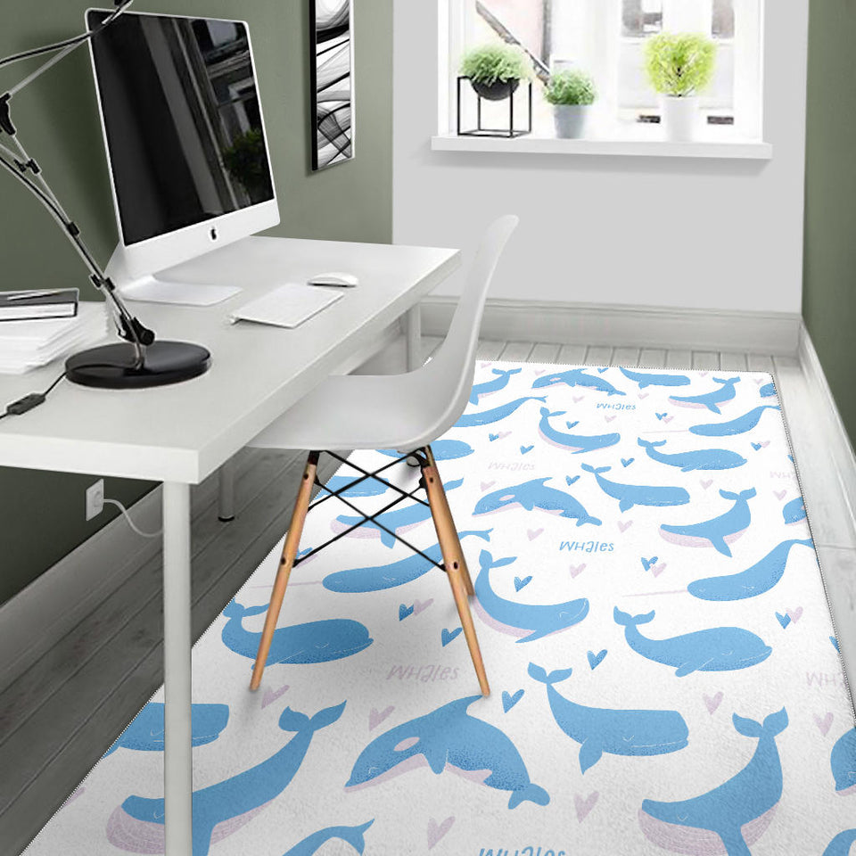 Blue Whale Pattern Area Rug
