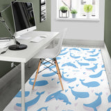 Blue Whale Pattern Area Rug