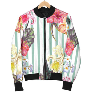 Colorful Orchid Flower Pattern Women'S Bomber Jacket