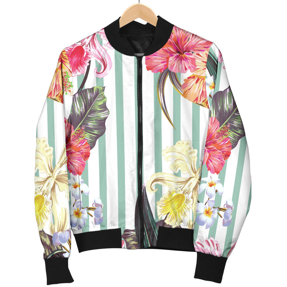 Colorful Orchid Flower Pattern Women'S Bomber Jacket