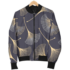 Gold Ginkgo Leaves Women'S Bomber Jacket