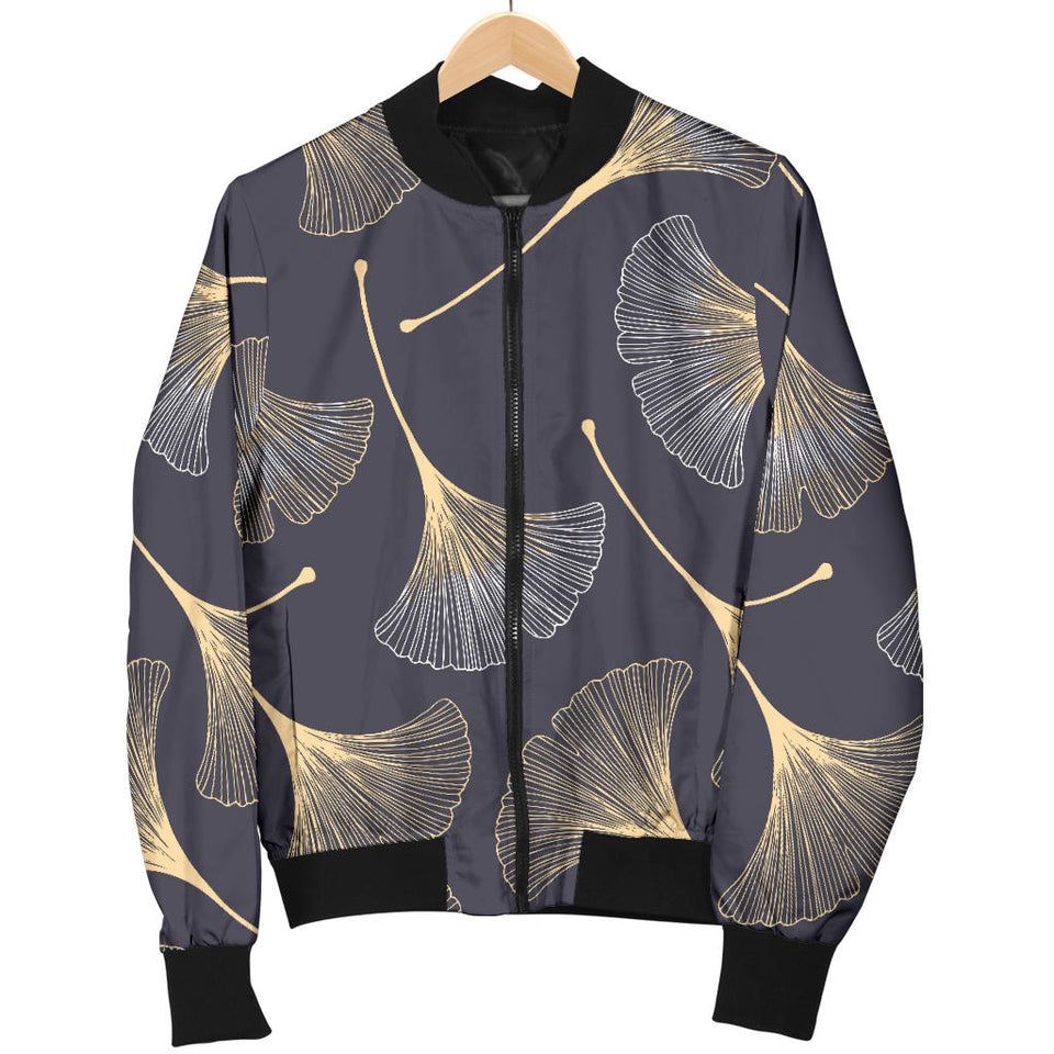 Gold Ginkgo Leaves Women'S Bomber Jacket