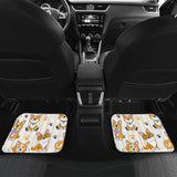 Cute Dog Corgi Striped Background Pattern Front And Back Car Mats