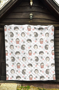Hedgehog Pattern Print Design 02 Premium Quilt