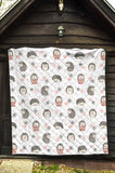 Hedgehog Pattern Print Design 02 Premium Quilt