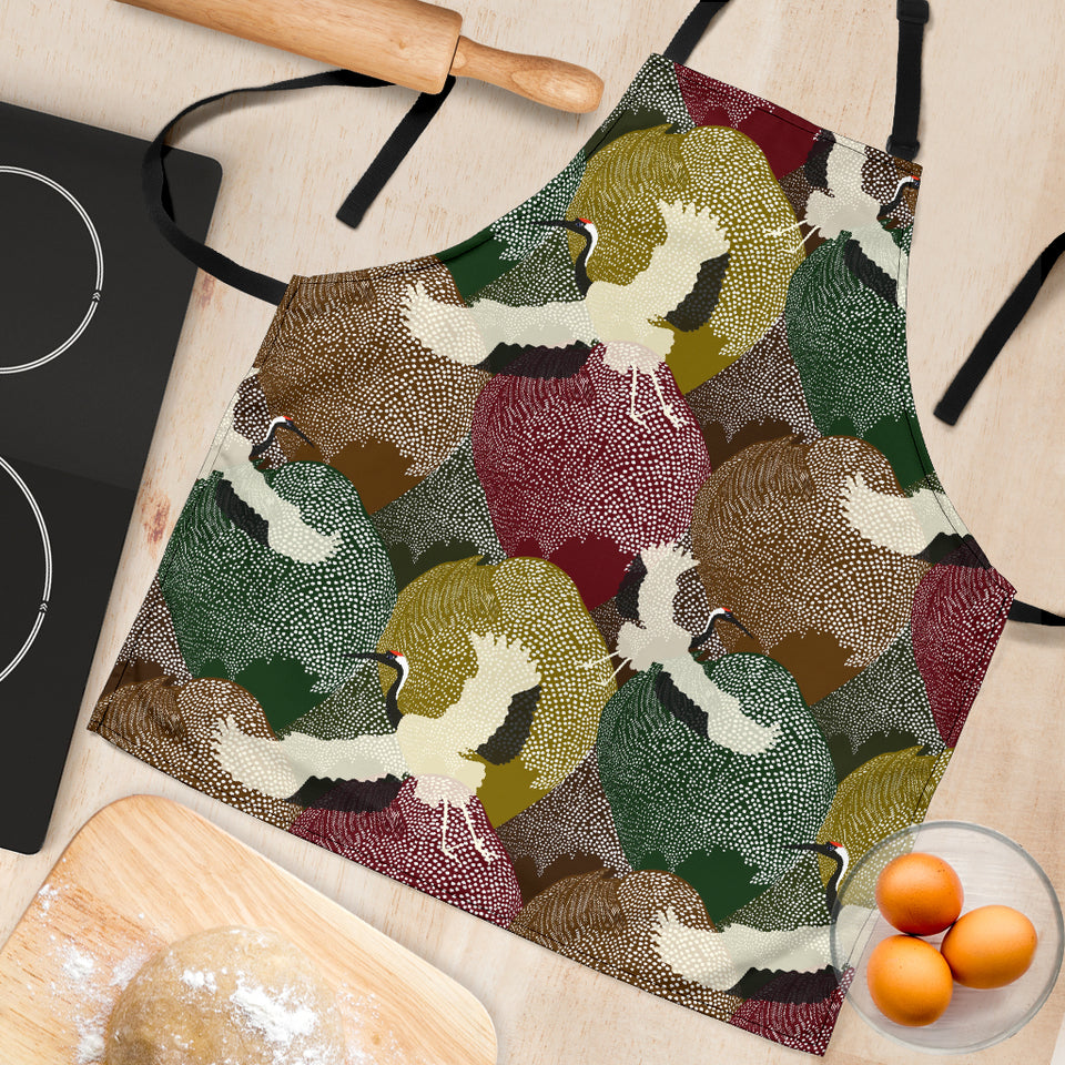 Japanese Cranes Flying Forest Dot Pattern Adjustable Apron